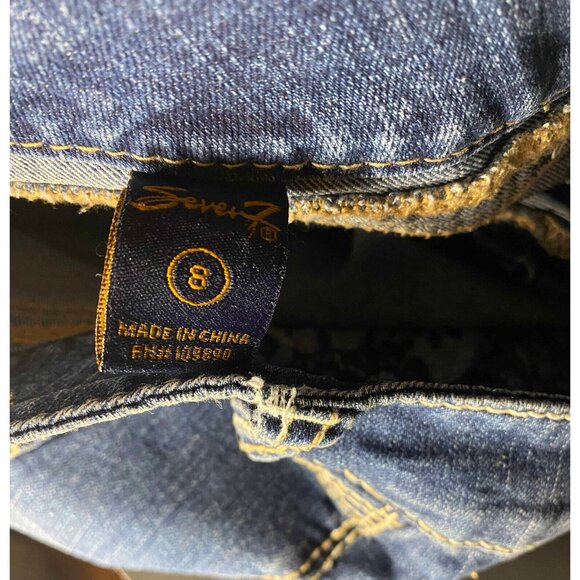 Seven7 Blue Jeans Straight Ladies 8 26" Denim Pants Embroidered Y2K - Picture 4 of 8